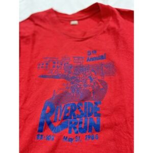 Vtg 1980's Shirt Medium‎ Tag Actual XS Long Sleeve Red Riverside Run Pepsi
